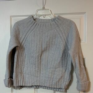 Vince Light Gray Ribbed Crewneck Sweater